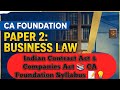 Business Laws: Indian Contract Act & Companies Act 📚 CA Foundation Paper 2 Syllabus 📝💡