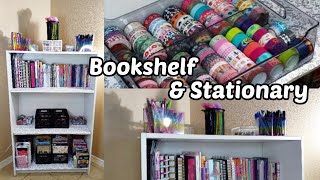 Bookshelf & Stationary | organizing stationary on thrifted bookshelf ✨️