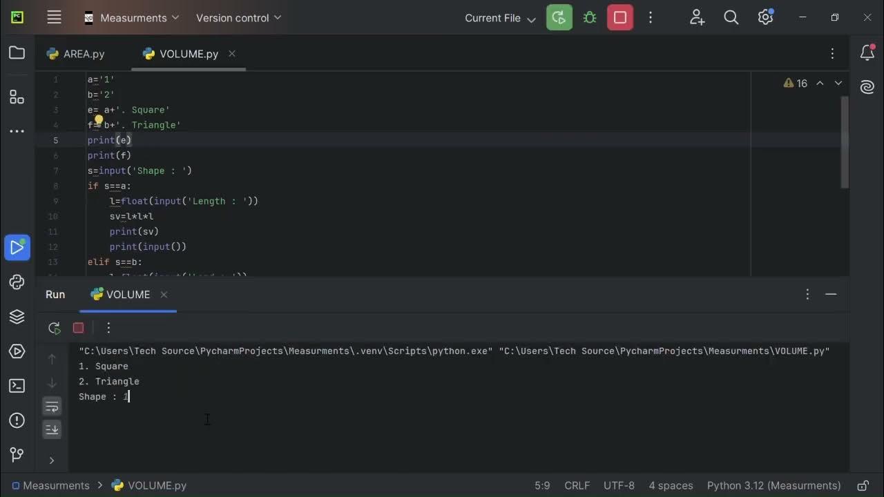 Volume measuring python program//edit #python #coding - YouTube