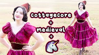 Sewing the cottagecore medieval inspired dress of my DREAMS! ft. UNICORNS