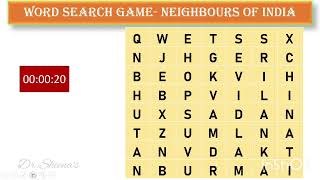 FIND THE 6 NEIGHBOURS oF INDIA- Word Search Game 2