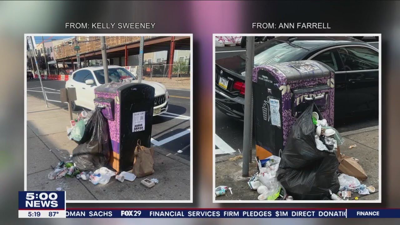 Philadelphia Garbage Problems Garbage overflows out of 'big belly' bins in one Philadelphia ...