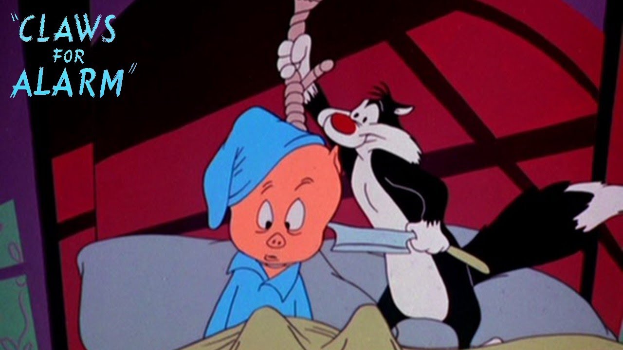 Claws for Alarm 1954 Merrie Melodies Porky Pig and Sylvester the Cat Cartoon Short Film