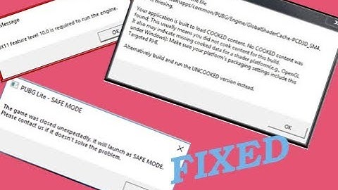 PUBG Lite Errors fixed!! Safe mode error, global shader cache error, etc