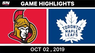 NHL Highlights | Senators vs. Maple Leafs - Oct. 02, 2019