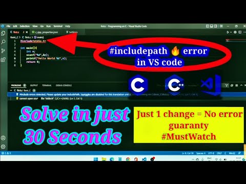 #include errors detected. update your include Path. How to fix this include path error in VS code !!