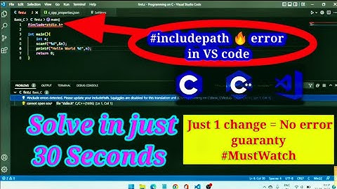 #include errors detected. update your include Path. How to fix this include path error in VS code !!
