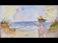 Day at the Beach in Watercolor