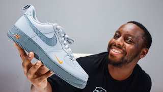 Air Force 1 LV8 Wolf Grey Orange Cut Out On Foot Sneaker Review  QuickSchopes 346 Schopes DR0155 001 