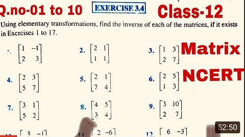 Class-12 matrix Exercise-3.4 NCERT Q.no-1,2,3,4,5,6,7,8,9 or 10 full solution