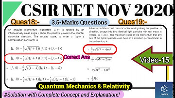 15. Quantum Mechanics & STR Solution| CSIR NET NOV 2020| Section-B: 3.5-Marks|Complete Solution| NTA