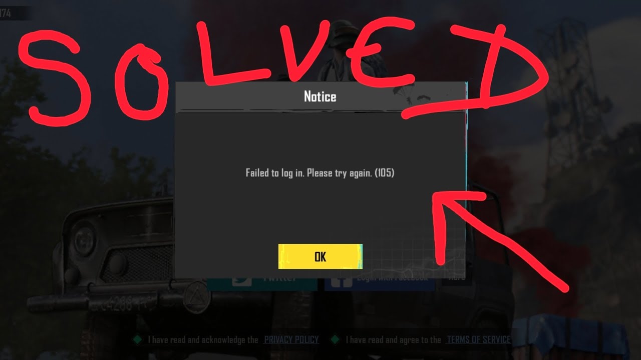 Failed to login try again 105 | BGMI login failed with Twitter problem ...