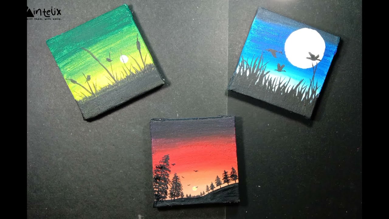 3 Easy Silhouette Painting Ideas (4x4 series #8,9,10) 