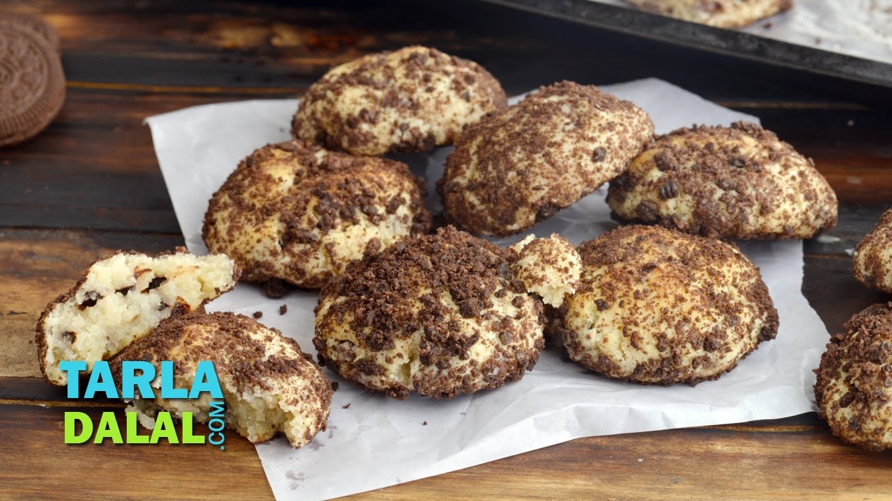 Oreo Cheesecake Cookies, Eggless by Tarla Dalal