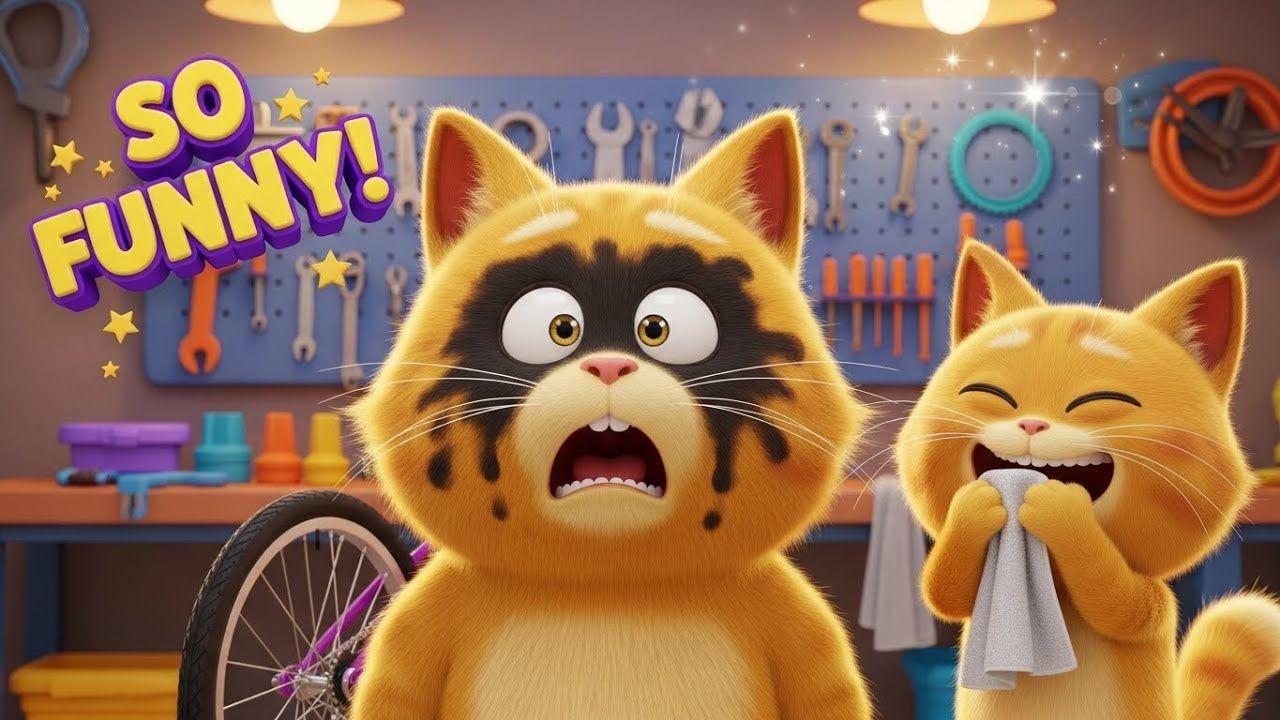 🐱🔧 Miu Cat & Ben Cat Open a Bicycle Repair Shop! 🚲✨ Funny Cat Animation for Kids