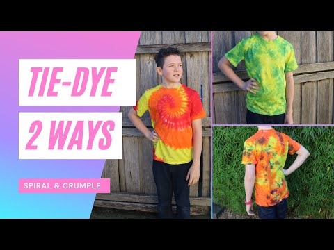 2 Crumple Tie Dye Patterns And A Tie Dye Spiral By My 12 Year Old Dye Diy How To Tie Dye At Home