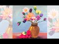 Vẽ Lọ Hoa sen Bằng Màu Acrylic/ Lotus vase acrylic painting / acrylic painting for beginners