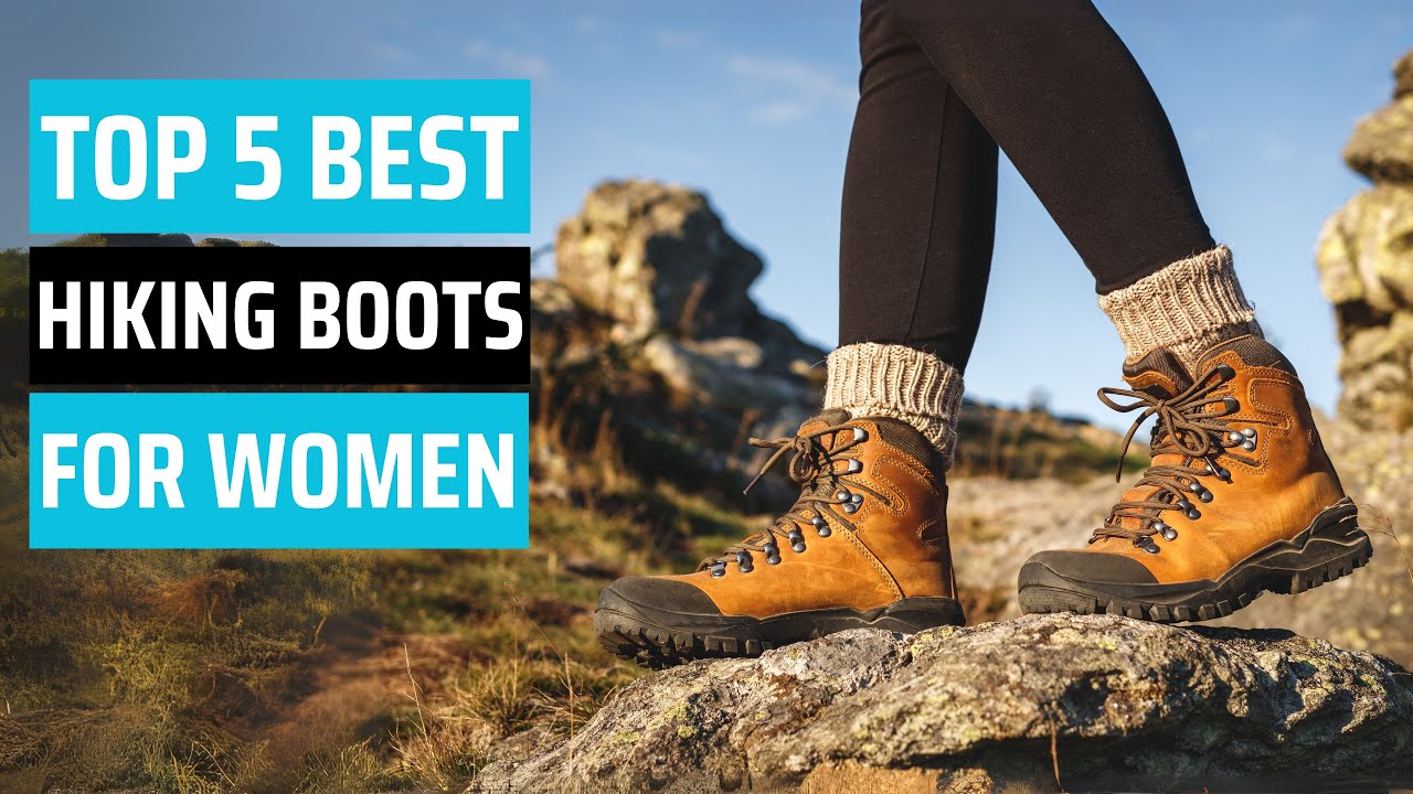 Woman hiking in waterproof boots on wet trail