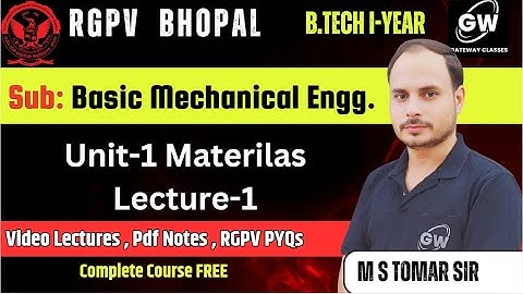 Lec-1 II Unit-1 II Basic Mech. Engg. II BME II RGPV II Gateway Classes