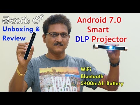 Portable DLP Smart Projector Unboxing & Review in Telugu...