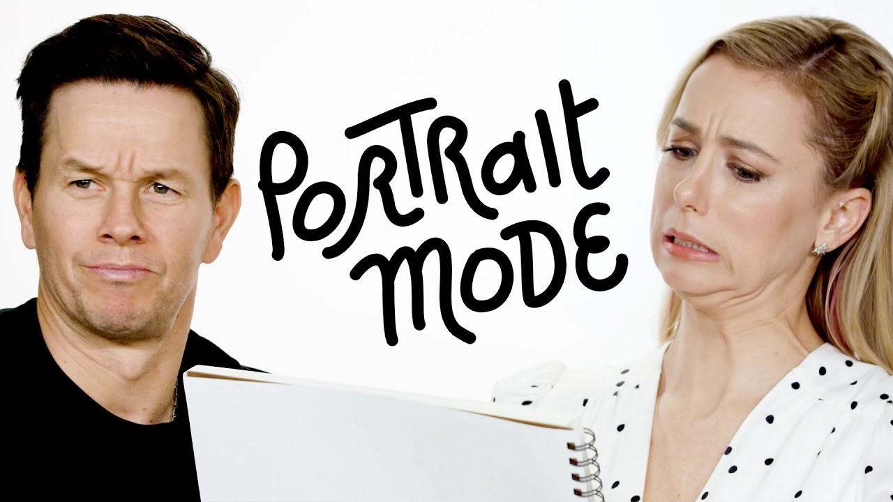 Mark Wahlberg & Iliza Shlesinger Draw Each Other's Portraits | Portrait Mode | Harper's BAZAAR