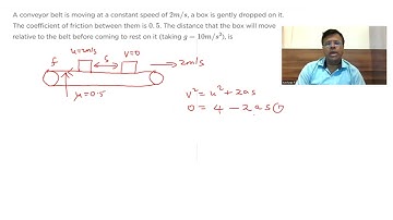 A conveyor belt is moving at a constant speed of 2m/s ,a box is gently dropped on it. The coefficien
