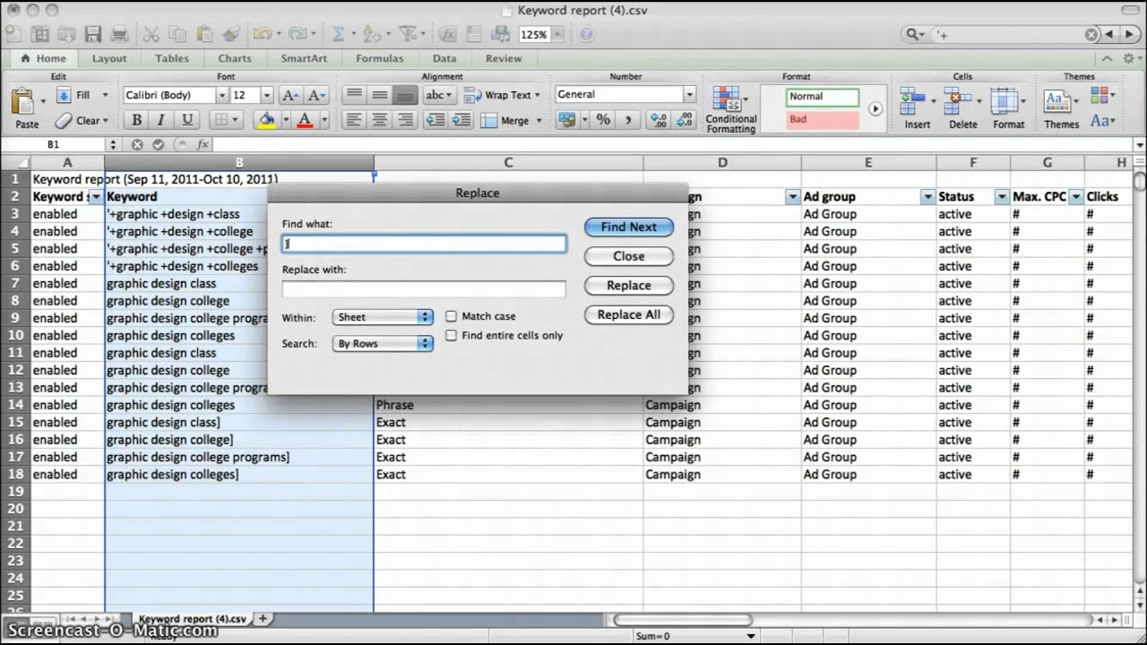 how to prep excel worksheets for adwords editor youtube