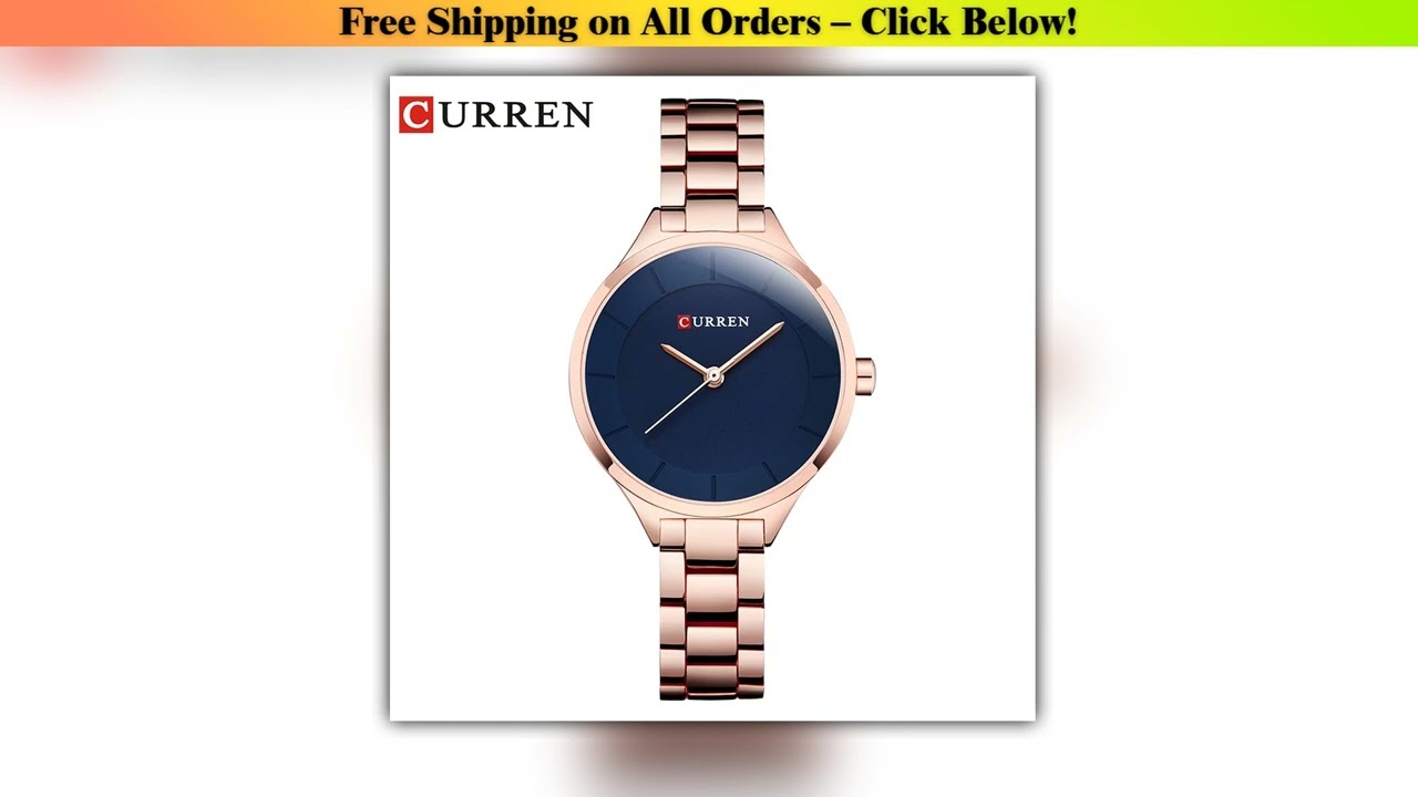 CURREN Top Brand Fashion Ladies Watches Stainless Steel Band Quartz Female Wrist Watch Ladies