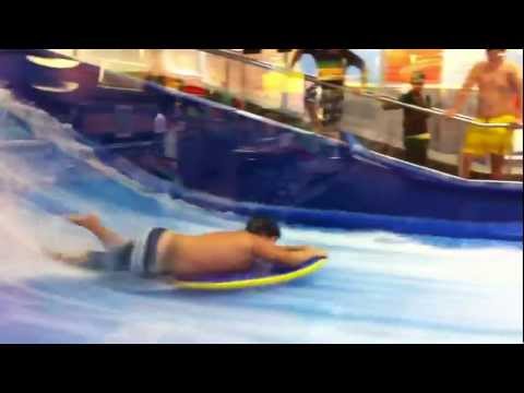 Kid on flowrider and his pants come off!