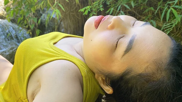 The girl went to the forest to get some vegetables and there was a bad guy watching.