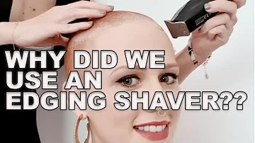 Sheba Salvic trying to shave with an edging shaver