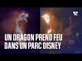 Le dragon "Maléfique" prend feu au milieu d