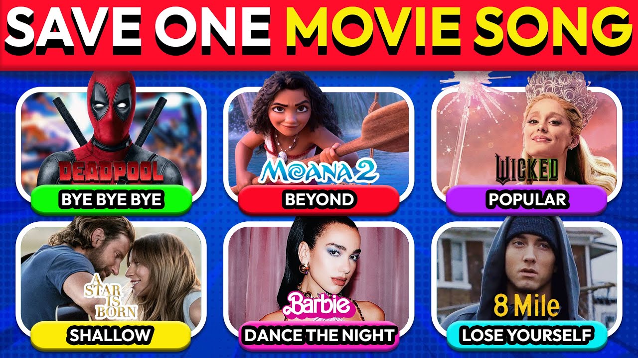 Save One Movie Song 🎬🎶 Movie Soundtracks, Wicked, Moana 2 and more | Movie Quiz