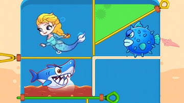 Fishdom save the fish pin pull game | Rescue Elsa mermaid gameplay