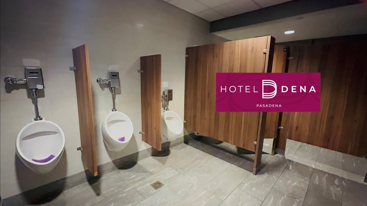 Women’s & Men’s Restroom Tour | Toto UT105U#01 Urinal & CT708 Toilet Flush | Hotel Dena, Pasadena CA