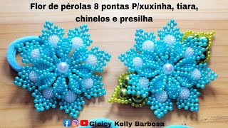 Flor de pérolas 8 pontas para xuxinhas tiaras chinelos e etc...