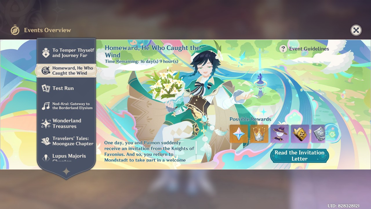 Genshin Impact Luna V- Homeward, He Who Caught the Wind Day 1