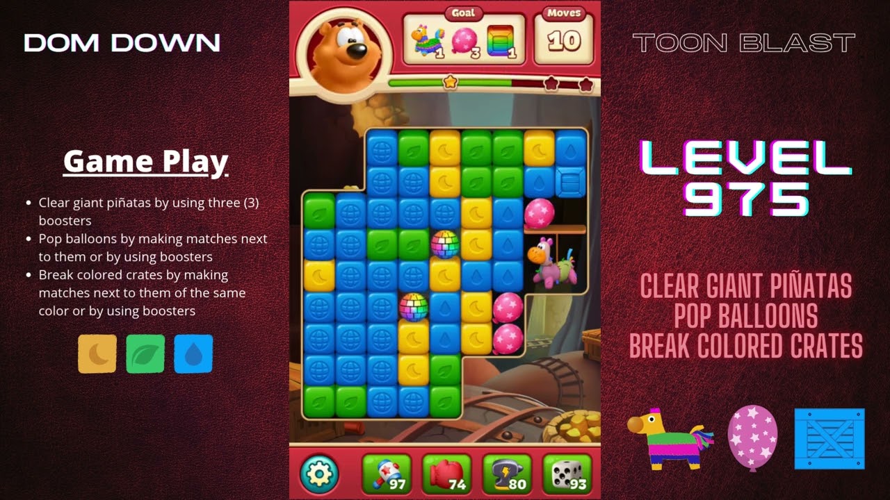 Toon Blast 🟥🟨🟦 / Level 975 / Dom Down