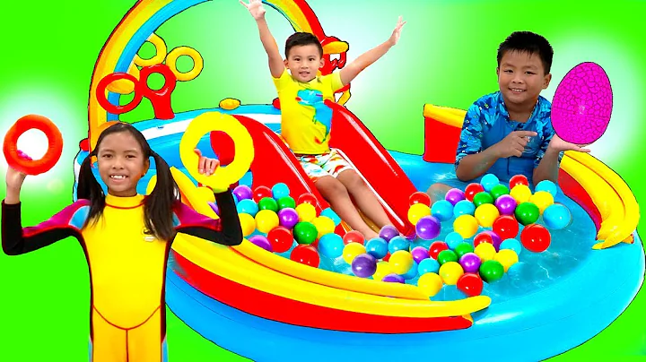 Wendy Pretend Play with Giant Rainbow Inflatable K...