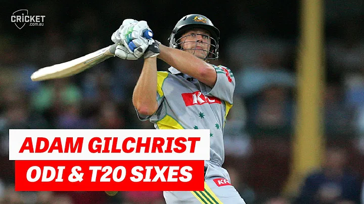 Whack! Gilchrist launching the white ball over the fence