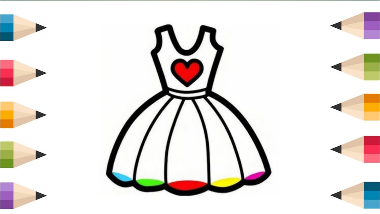 Beautiful Dress 👗 Drawing, Painting & Coloring For Kids and Toddlers_ Child Art 🎨🎨🎨