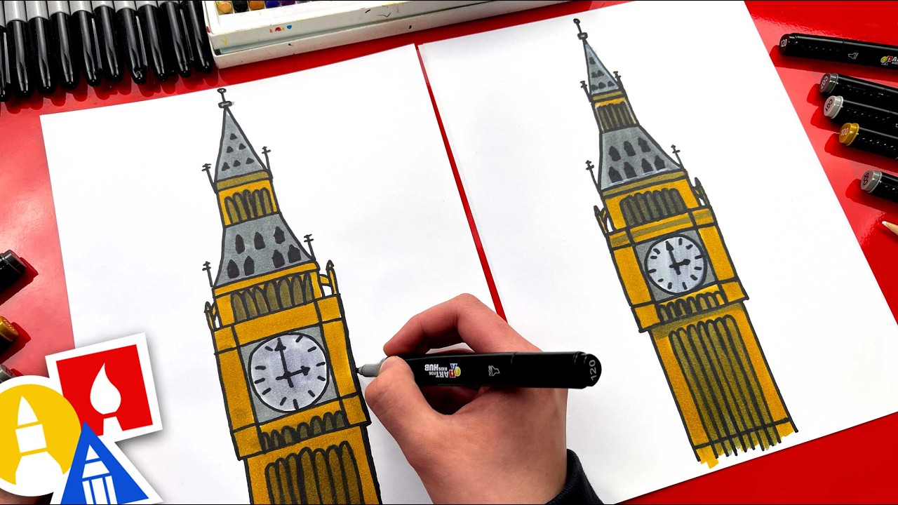 How to draw Big Ben London drawing step by step - YouTube
