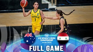 Australia v Syria | Full Basketball Game | FIBA U16 Women's Asian Championship 2023