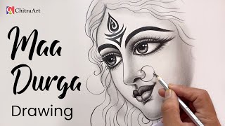 Maa Durga Face Drawing Pencil Shading Step By Step Happy Durga Puja 2025