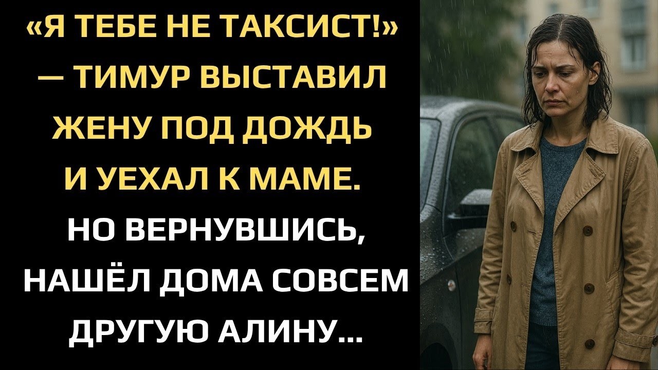 «Я ТЕБЕ НЕ ТАКСИСТ!» — ТИМУР ВЫСТАВИЛ ЖЕНУ ПОД ДОЖДЬ И УЕХАЛ К МАМЕ  НО ВЕРНУВШИСЬ, НАШЁЛ ДОМА