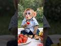 🐵😂 Monkey Laughing While Eating Strawberry! Cute Reaction 🍓 #shorts