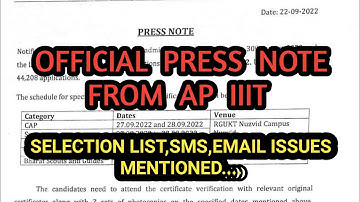 Ap IIIT Press Note On Selection List