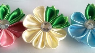 Цветок канзаши для начинающих kanzashi flower for beginners канзаши мастер класс Цветок канзаши для начинающих kanzashi flower for beginners канзаши мастер класс