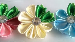 Цветок канзаши для начинающих  kanzashi flower for beginners канзаши мастер класс(В этом видео канзаши мастер класс подробно рассказывается о том, как сделать простой цветок канзаши. Вам..., 2014-02-27T09:43:34.000Z)