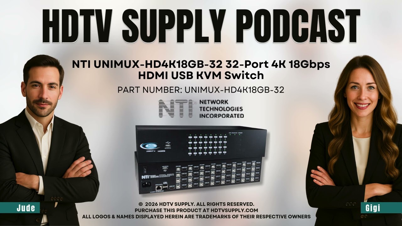 NTI UNIMUX-HD4K18GB-32 32-Port 4K 18Gbps HDMI USB KVM Switch